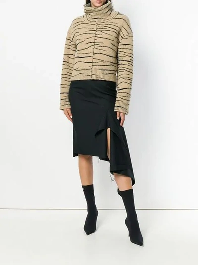 Shop Ssheena Zebra Print Turtleneck Sweater In Neutrals