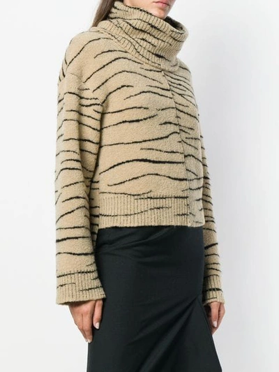 Shop Ssheena Zebra Print Turtleneck Sweater In Neutrals