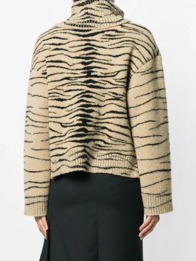 Shop Ssheena Zebra Print Turtleneck Sweater In Neutrals