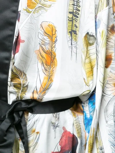 Shop Astrid Andersen Feather Print Long Jacket - Multicolour