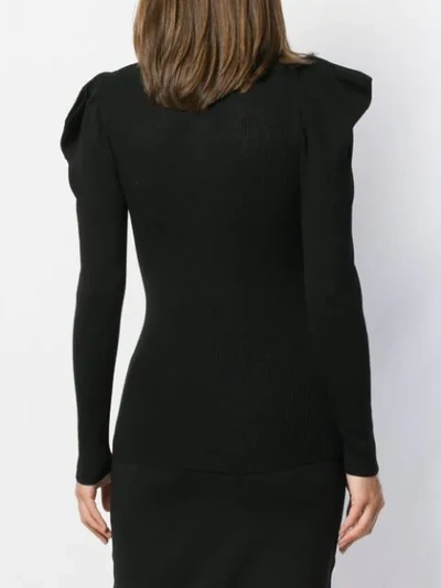 Shop P.a.r.o.s.h . Structured Shoulder Knitted Top - Black