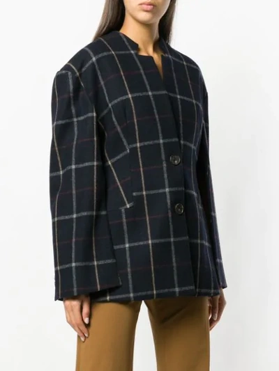 Shop A.w.a.k.e. Wide Check Jacket In Blue