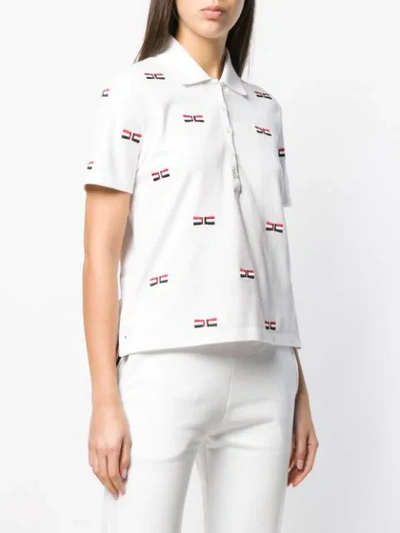 Shop Thom Browne Bow-embroidery Polo Top In White