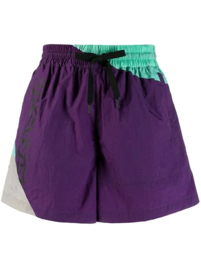 Shop Alexander Wang T Logo Print Track Shorts In Purple