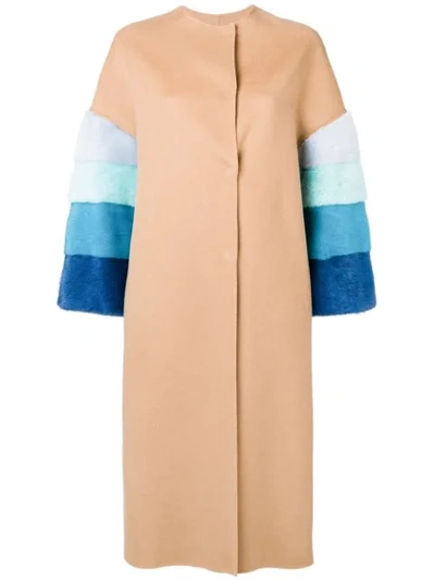 Shop Ava Adore Fur Sleeves Coat - Neutrals