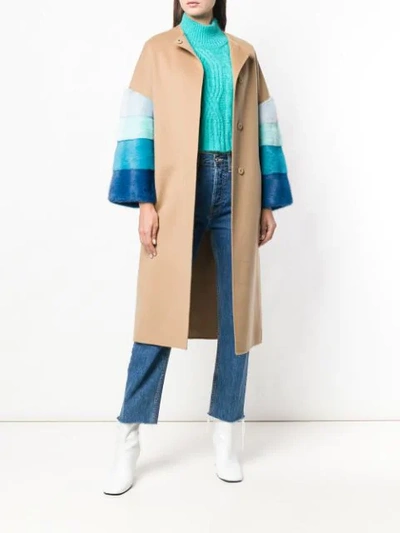 Shop Ava Adore Fur Sleeves Coat - Neutrals