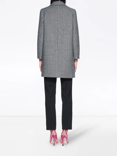 Shop Miu Miu Embellished Houndstooth Coat In Grey