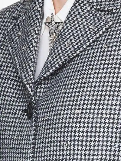 Shop Miu Miu Embellished Houndstooth Coat In Grey