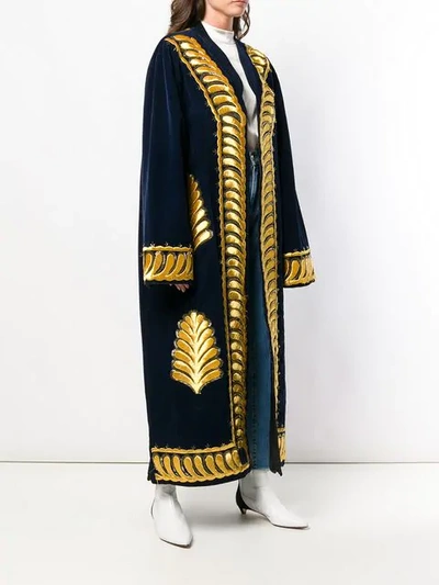 Pre-owned A.n.g.e.l.o. Vintage Cult 1970s Open-front Embroidered Coat In Blue