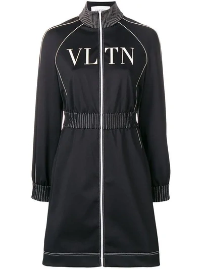 Shop Valentino Vltn Track Dress In Black