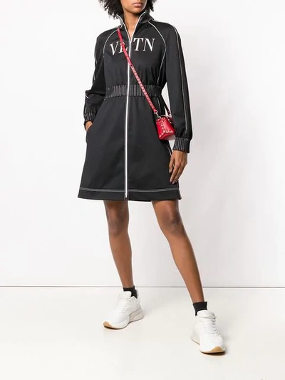 Shop Valentino Vltn Track Dress In Black