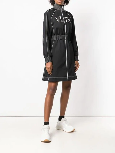 Shop Valentino Vltn Track Dress In Black