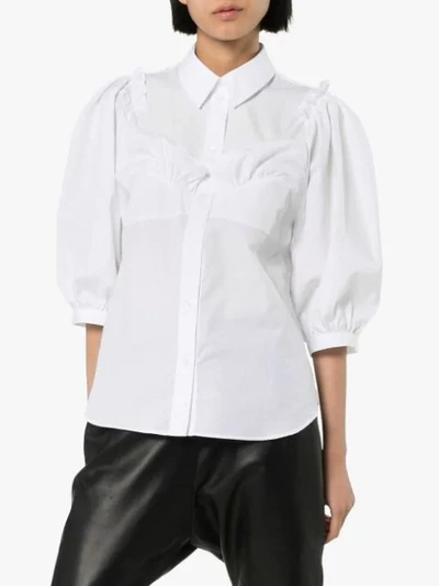 Shop Simone Rocha Pearl-embellished Ruffled Shirt In White