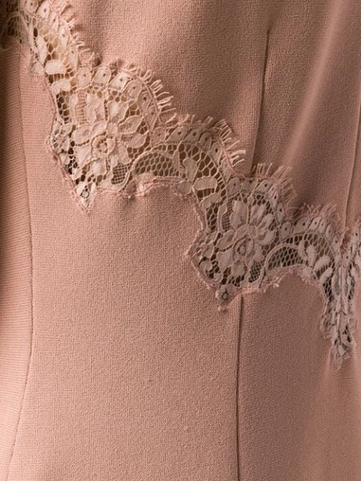 Shop Stella Mccartney Lace-trimmed Midi Dress In Neutrals