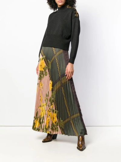 Shop P.a.r.o.s.h . Pleated Floral Skirt - Green
