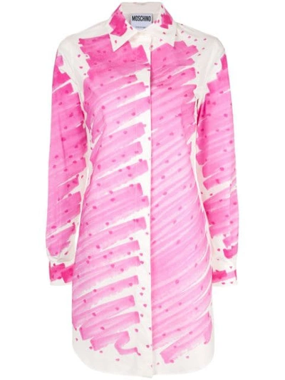 Shop Moschino Brushstroke Polka Dot Print Shirt In Pink