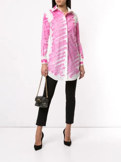 Shop Moschino Brushstroke Polka Dot Print Shirt In Pink