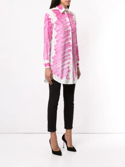 Shop Moschino Brushstroke Polka Dot Print Shirt In Pink