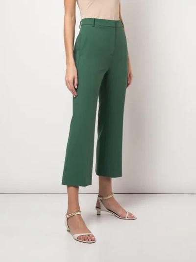 Shop Tibi Anson Stretch Cropped Bootcut Pant In Green