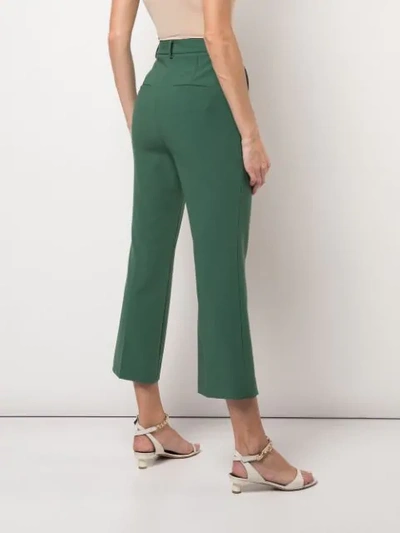 Shop Tibi Anson Stretch Cropped Bootcut Pant In Green