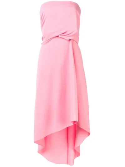 Shop Cedric Charlier Draped Asymmetric Bandeau Dress In Pink