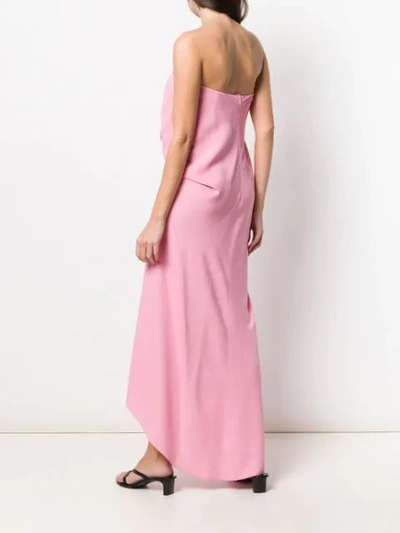 Shop Cedric Charlier Draped Asymmetric Bandeau Dress In Pink