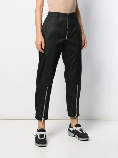 Shop Prada Zipped Cropped Trousers In Black
