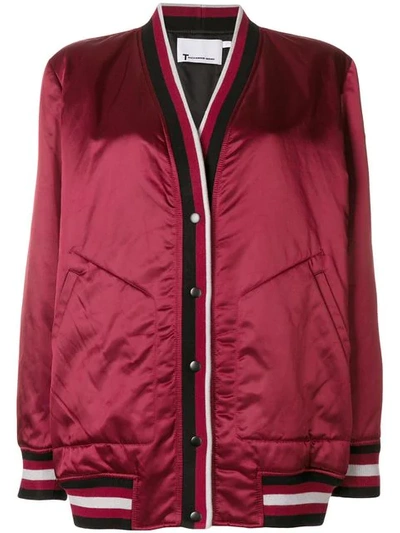 Shop Alexander Wang T Rib Trimmed Cardigan Jacket In Red