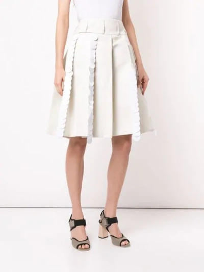 Shop Marni Pleated A-line Skirt In White