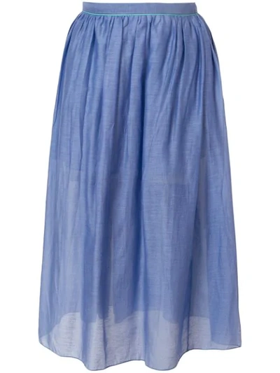 Shop Thierry Colson Midi Full Skirt In Blue