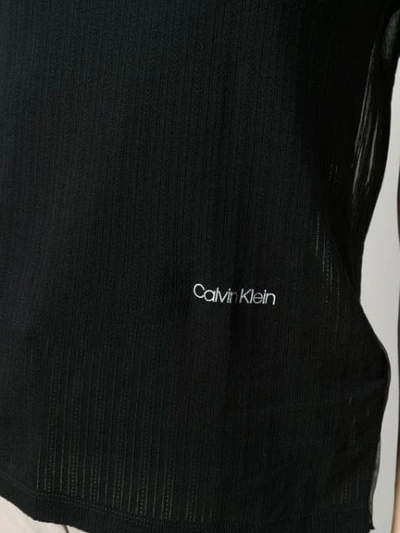 Shop Calvin Klein Logo Sheer Blouse In Black