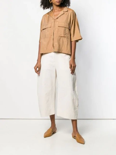 Shop Lemaire Cropped Chino Trousers In White