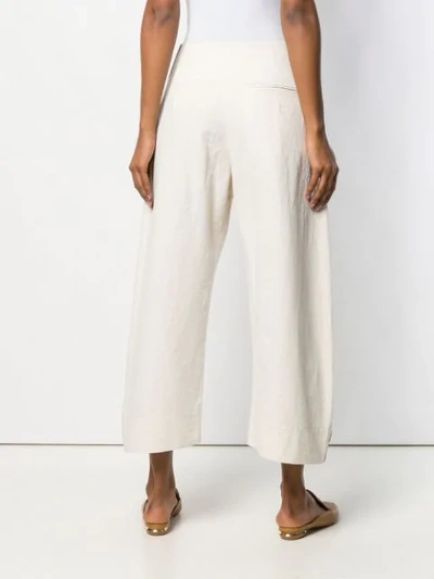Shop Lemaire Cropped Chino Trousers In White