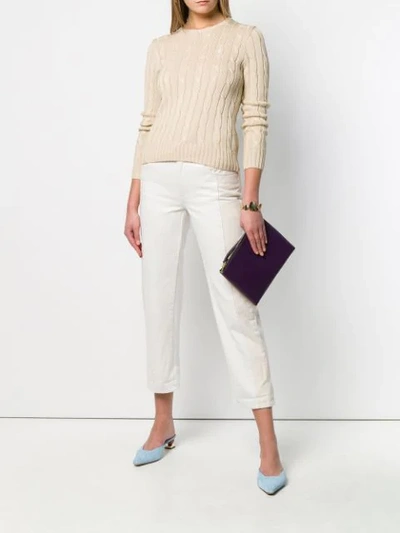 Shop Polo Ralph Lauren Cable Knit Sweater In Neutrals