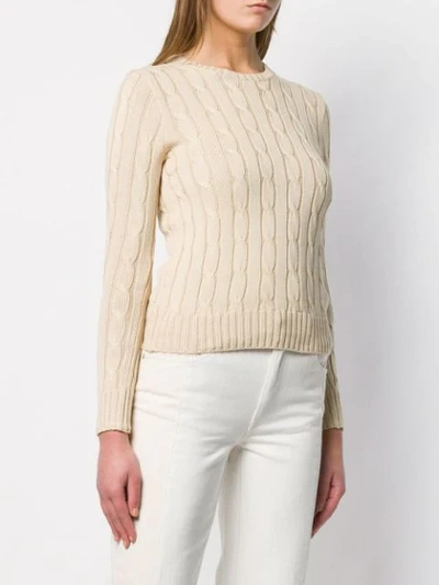 Shop Polo Ralph Lauren Cable Knit Sweater In Neutrals
