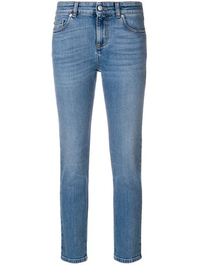 Shop Alexander Mcqueen Cropped Skinny Jeans In Blue