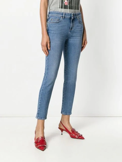 Shop Alexander Mcqueen Cropped Skinny Jeans In Blue