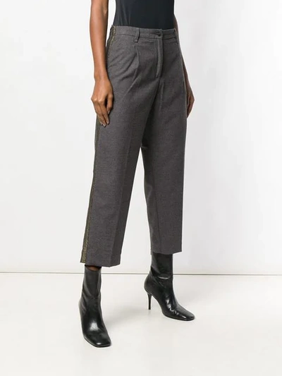 Shop White Sand Side Stripe Trousers In Grey