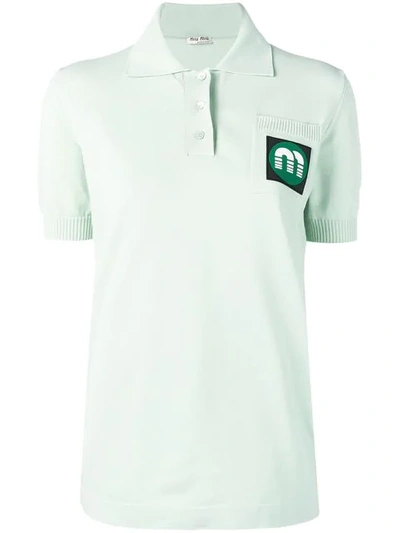 Shop Miu Miu Logo Polo Shirt In Green