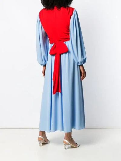Shop Emilia Wickstead Flared Wrap Dress In 259 Sky Blue/red