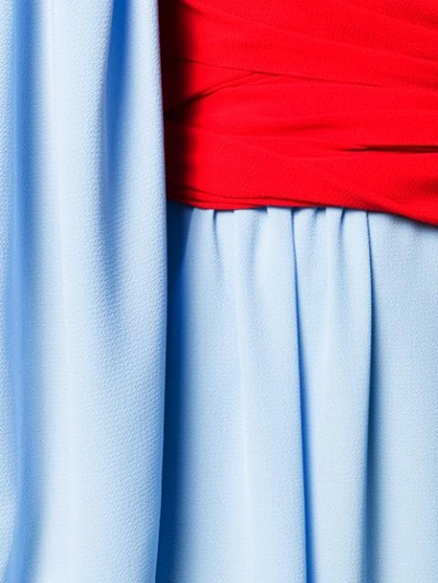 Shop Emilia Wickstead Flared Wrap Dress In 259 Sky Blue/red