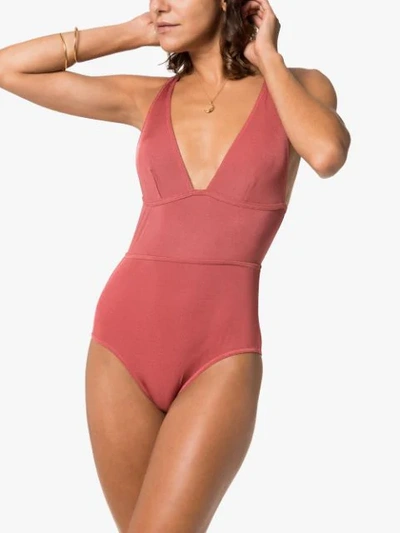 Shop Zimmermann Sculpt V-neck Swimsuit In Pink