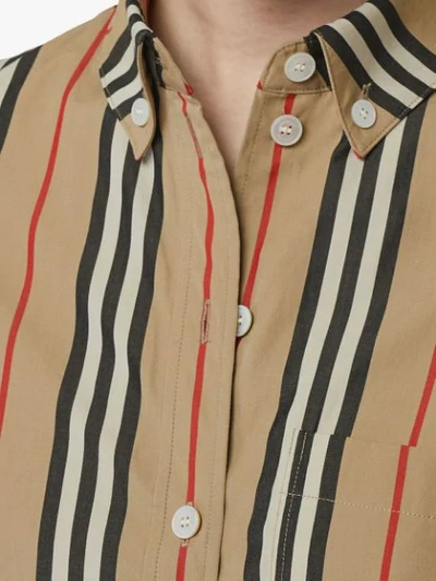 Shop Burberry Icon Stripe Shirt In Yellow