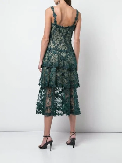 Shop Tadashi Shoji Flower Appliqué Midi Dress In Green