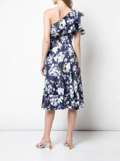 Shop Jason Wu Collection Floral Print One Sleeve Dress In Blue