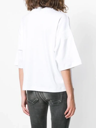 Shop Diesel Black Gold Ribbed Sleeve Detail T-shirt - White