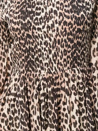 Shop Ganni Leopard Print Midi Dress In Neutrals