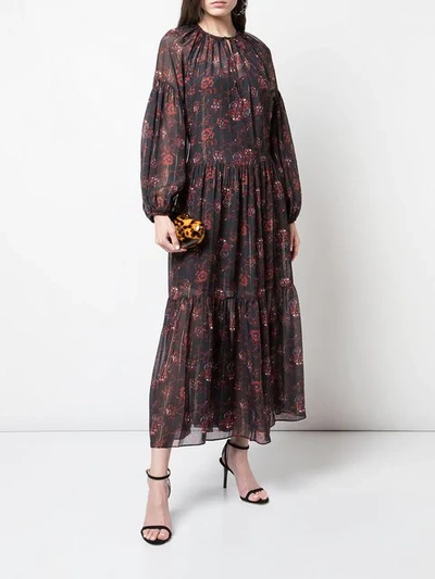 Shop Ulla Johnson Floral Print Dress In Black