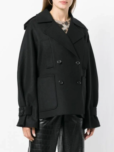 Shop Valentino Double Breasted Coat - Black