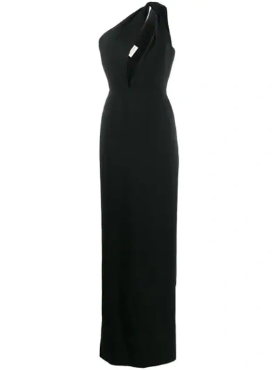Shop Saint Laurent One Shoulder Long Dress In Black